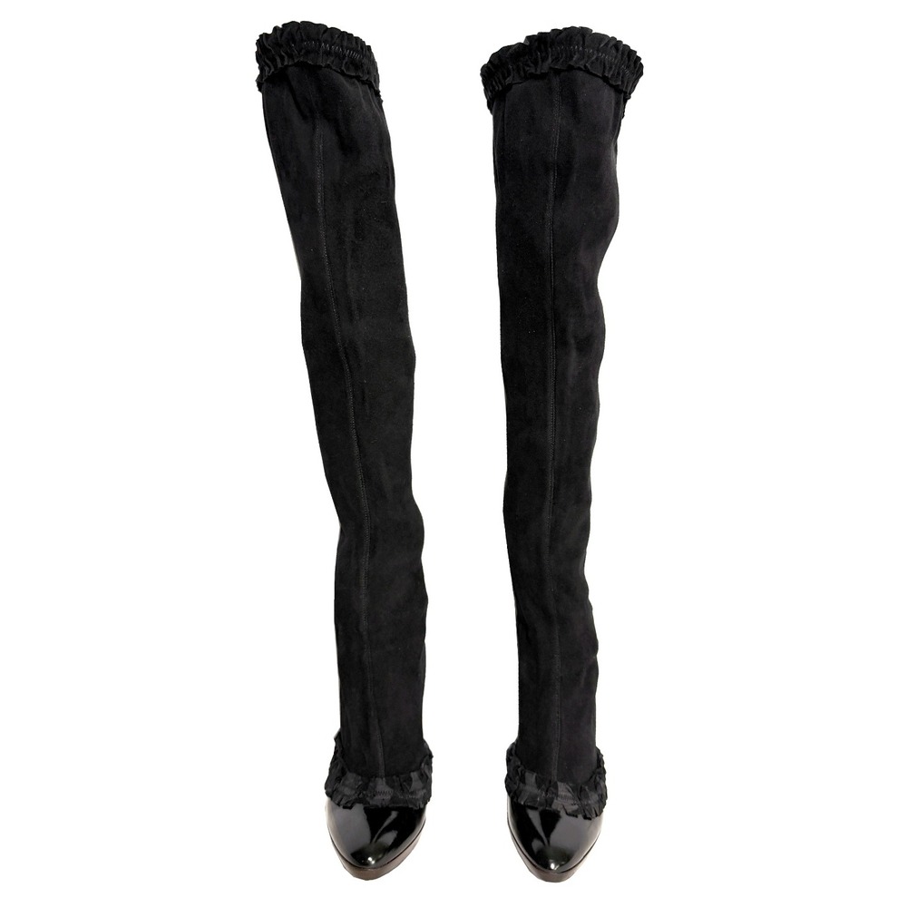Yves Saint Laurent Tom Ford Fall 2002 Runway Thigh High Suede Boots 36.5 - Picture 3 of 9
